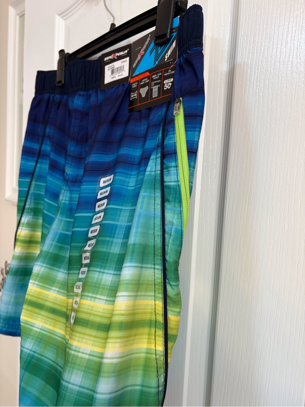 Men's Ombre Blue-Green Stripe Swim Trunks — image 5 of 6